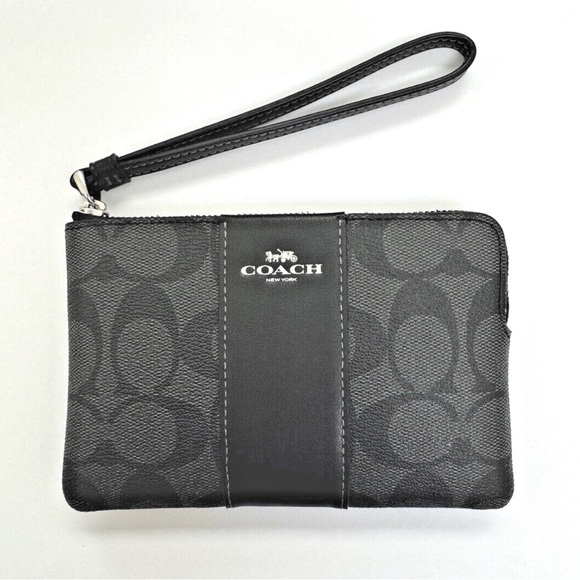Coach Handbags - Coach Signature Corner Zip Wristlet